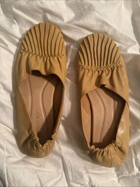 Chocolat Blu Mustard Gathered-Toe Ballet Flats